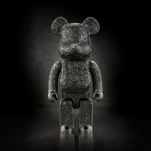 400% Bearbrick x Royal Selangor Pewter Arabesque Black