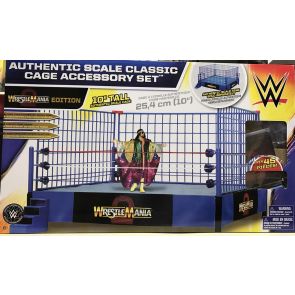 WWE Classic Blue Steel Cage Playset with WrestleMania Ring Skirt
