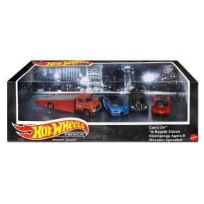 Hot Wheels Premium Collector Display Sets (Dash K) - (Carry On, &#039;16 Bugatti Chiron, Koenigsegg Agera R, McLaren Speedtail)